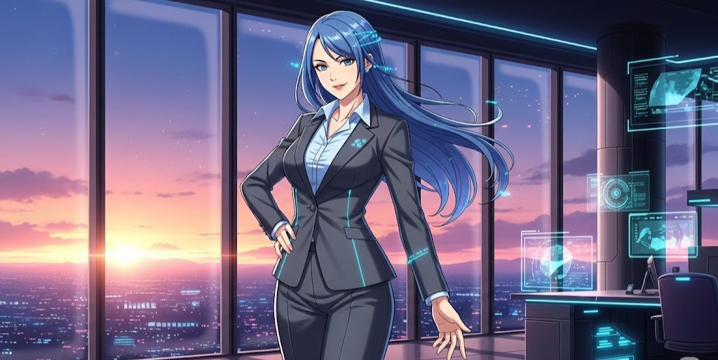 Anime AI-Generated Business Woman Head to Toe